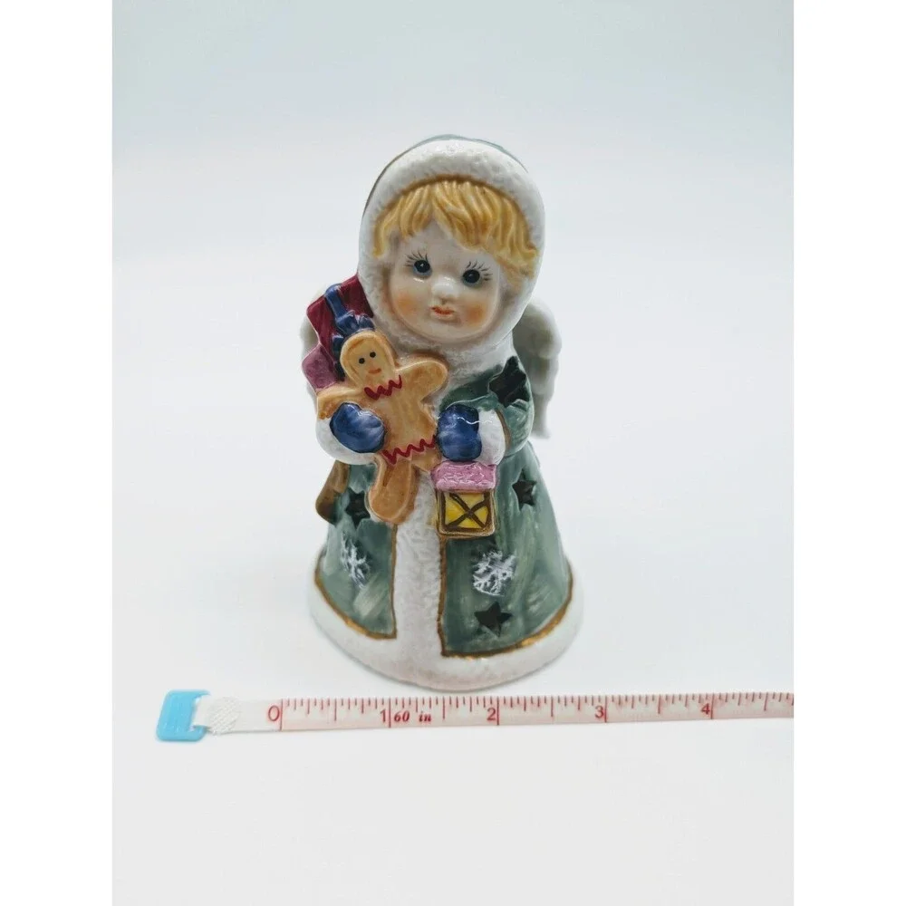 VTG Ceramic Snow Blond Angel Candle Lamp Tea Lite Votive Christmas Winter